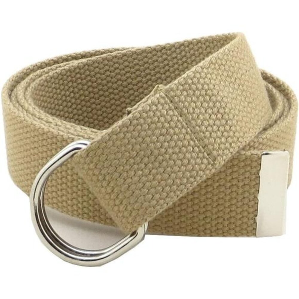 Thin Web Belt Double D-Ring Buckle 1.25" Wide with Metal Tip Solid Color